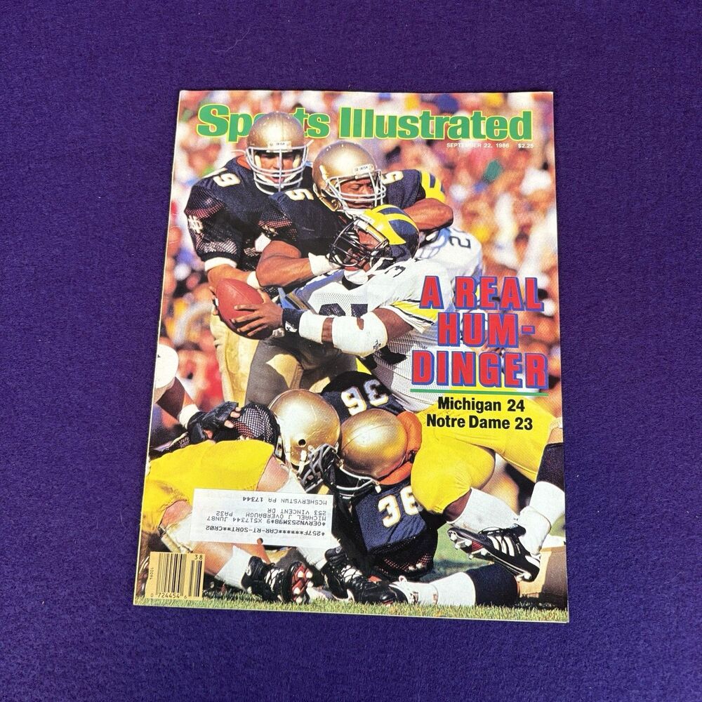 Michigan Vs Notre Dame 1986 Sports Illustrated Magazine Cover Vintage